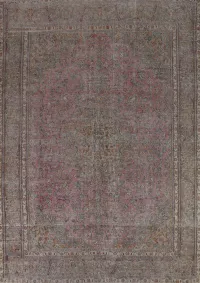 Vintage Pink Fuchsia Kashan Persian Area Rug 9x12