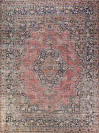 Floral Wool Mashad Persian Area Rug 10x12