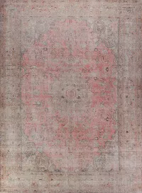 Pink Wool Mashad Persian Area Rug 10x12