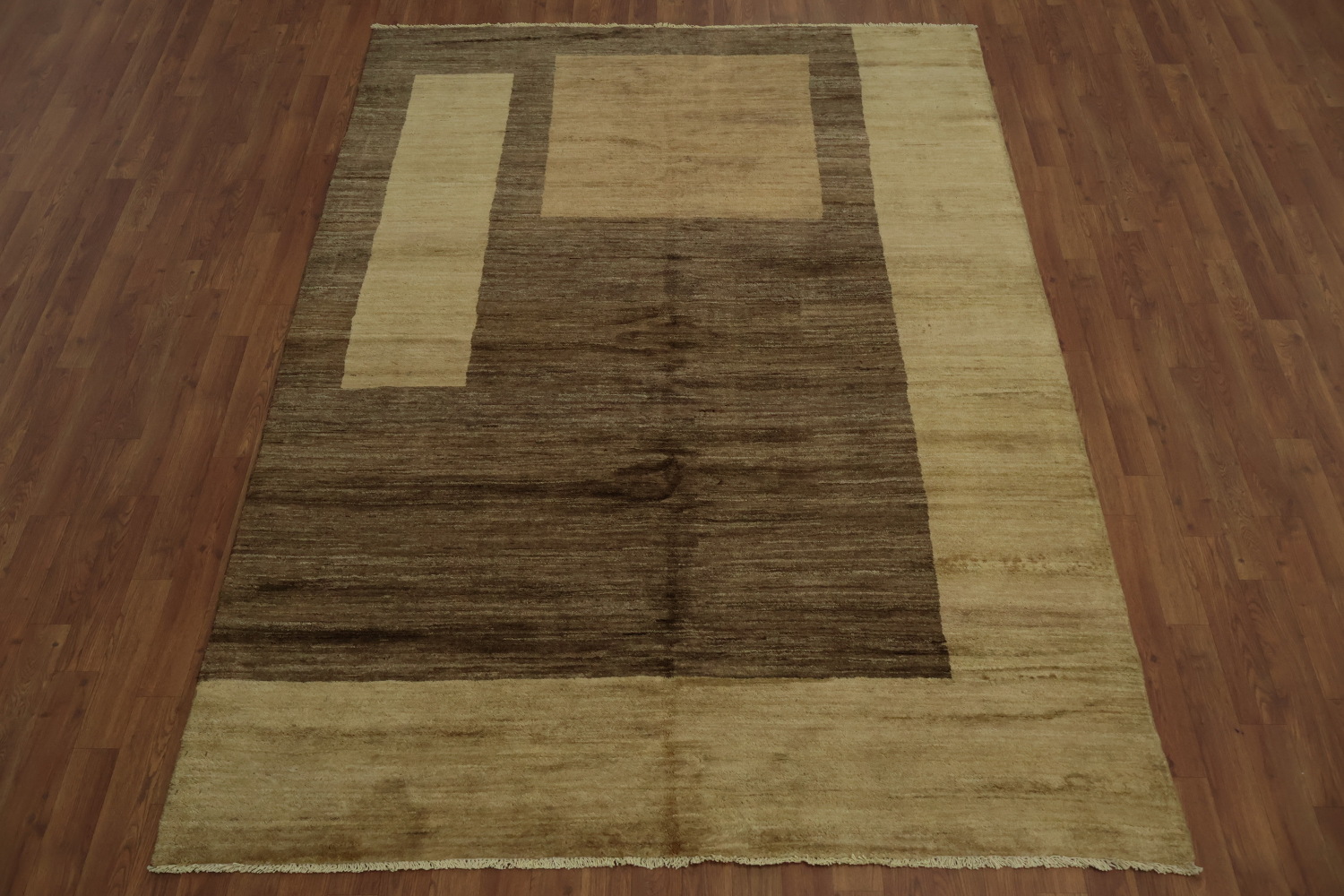 Neutral Tone Modern Gabbeh Area Rug 6x8 with Geometric Shapes