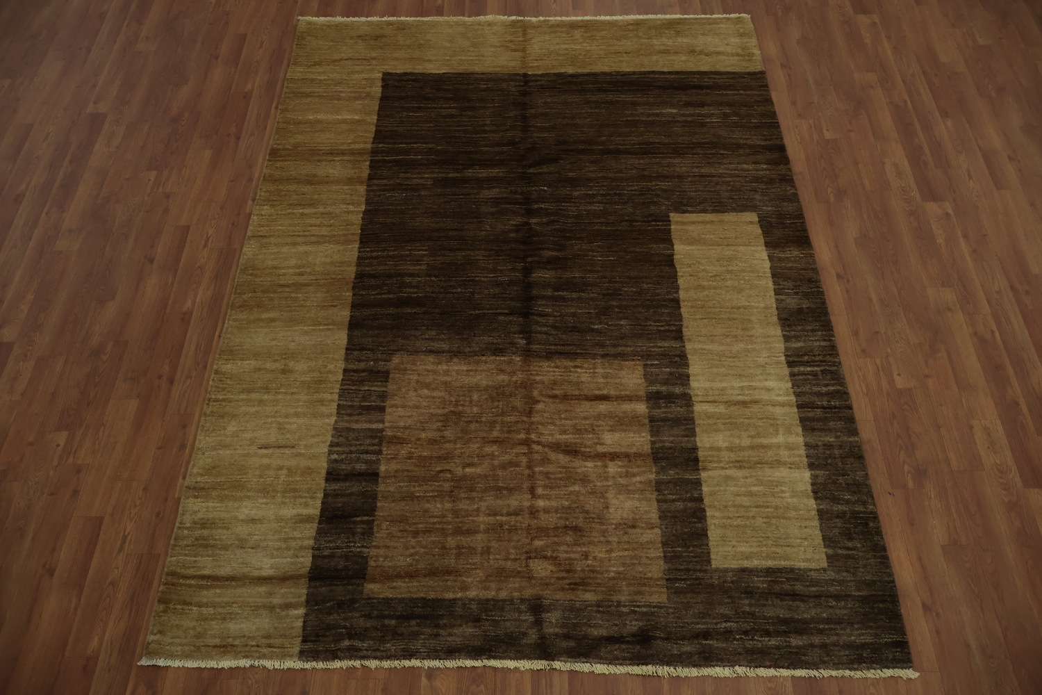 Neutral Tone Modern Gabbeh Area Rug 6x8 with Geometric Shapes