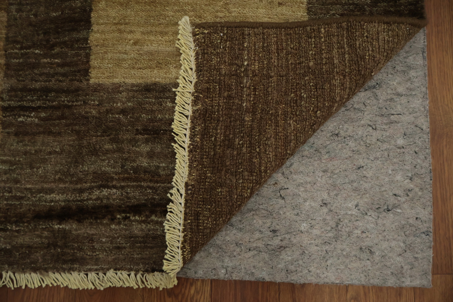 Neutral Tone Modern Gabbeh Area Rug 6x8 with Geometric Shapes