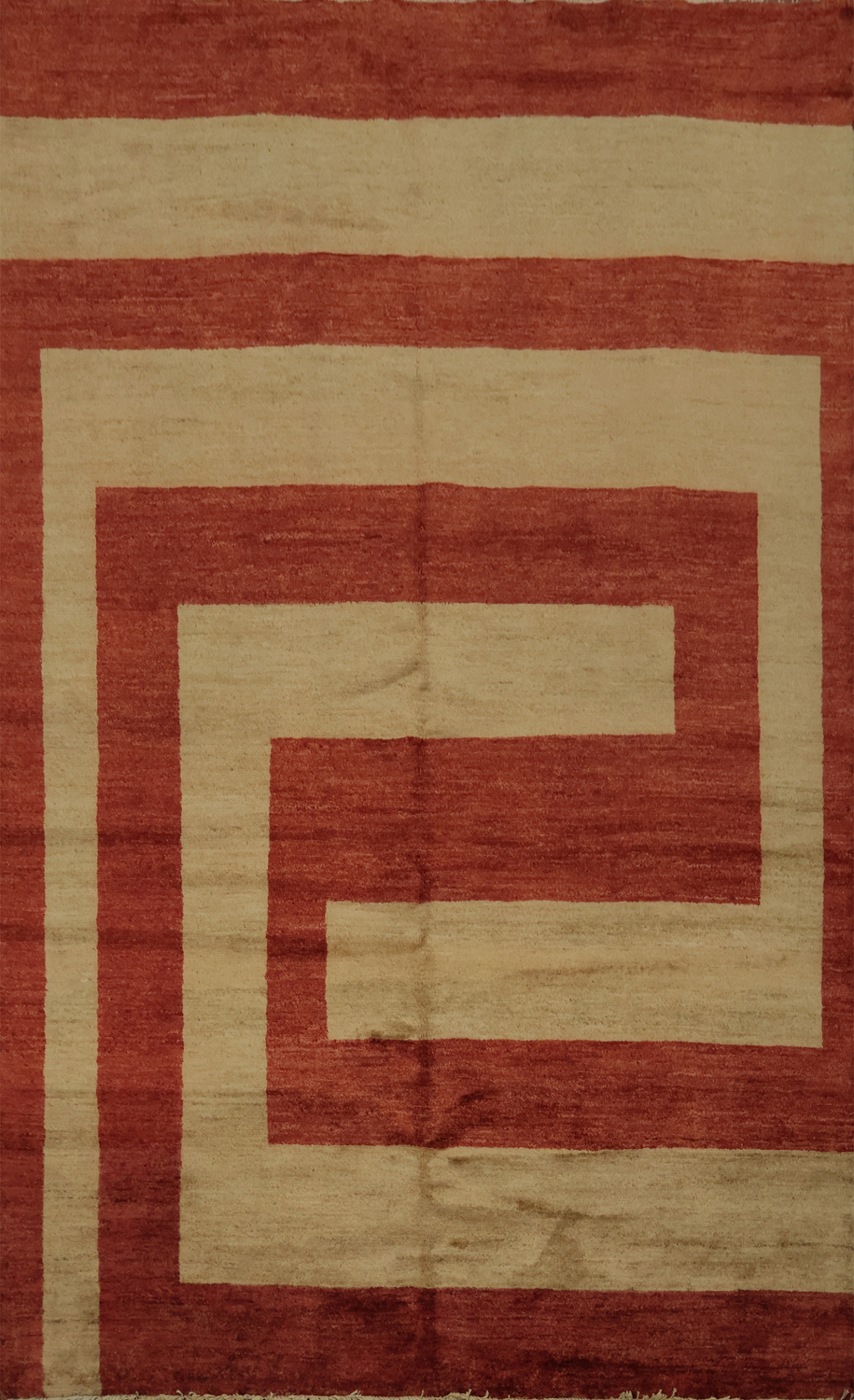 Geometric Gabbeh Vegetable Dye Area Rug 6x8 with Maze-like Design