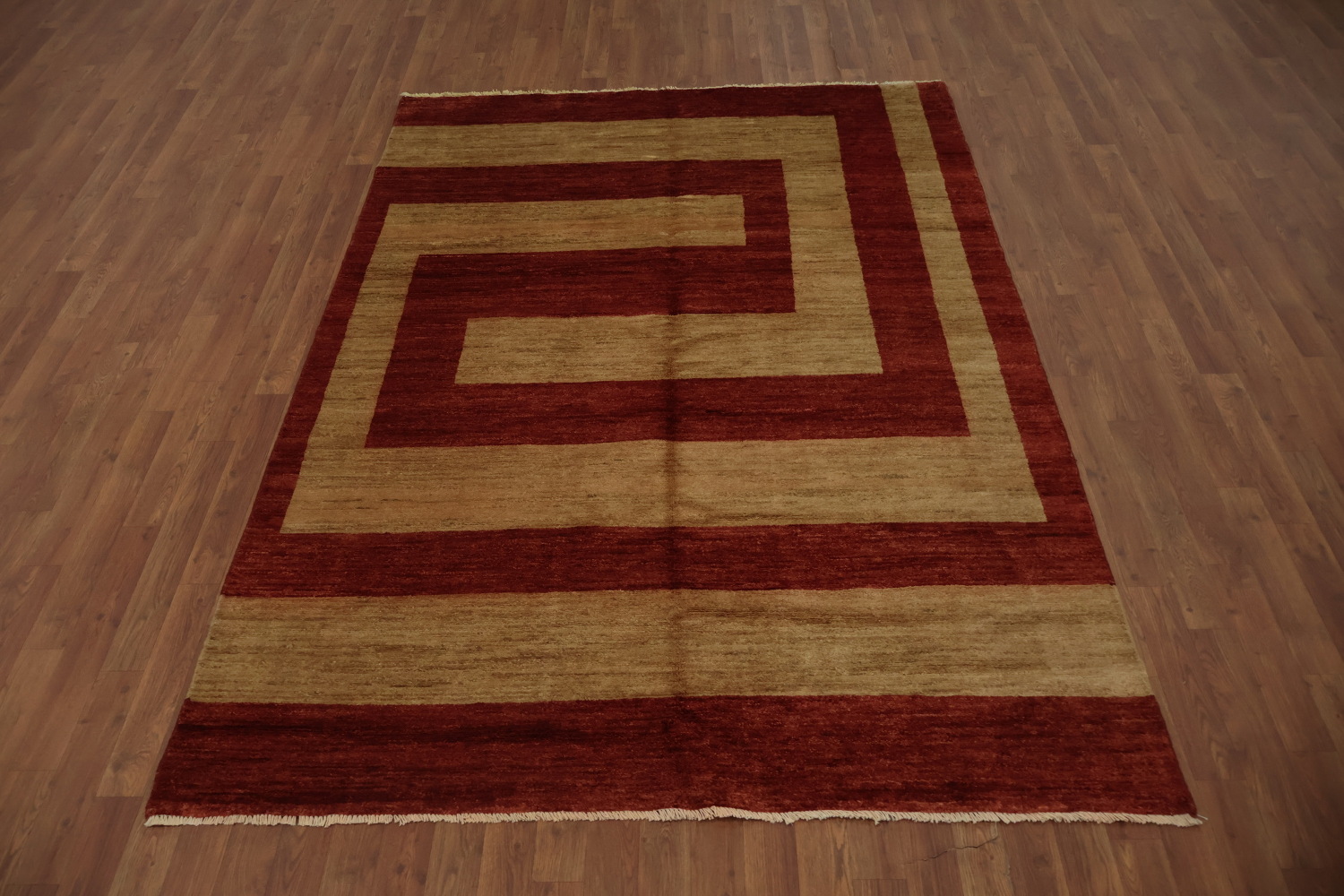 Geometric Gabbeh Vegetable Dye Area Rug 6x8 with Maze-like Design