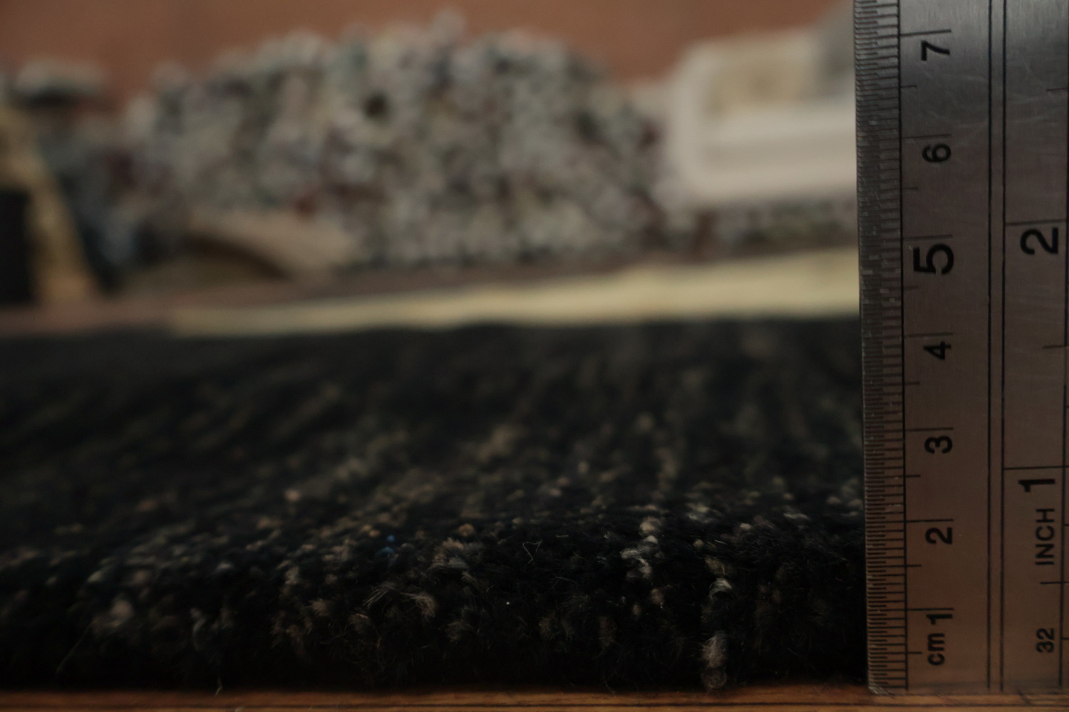 Bold Diamond Motif in Luxurious Black Gabbeh Area Rug 6x8