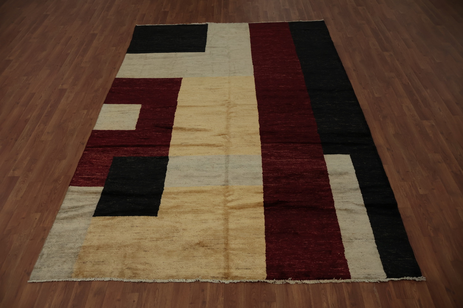 Contemporary Chic Minimalist Vegetable Dye Gabbeh Area Rug 7x9