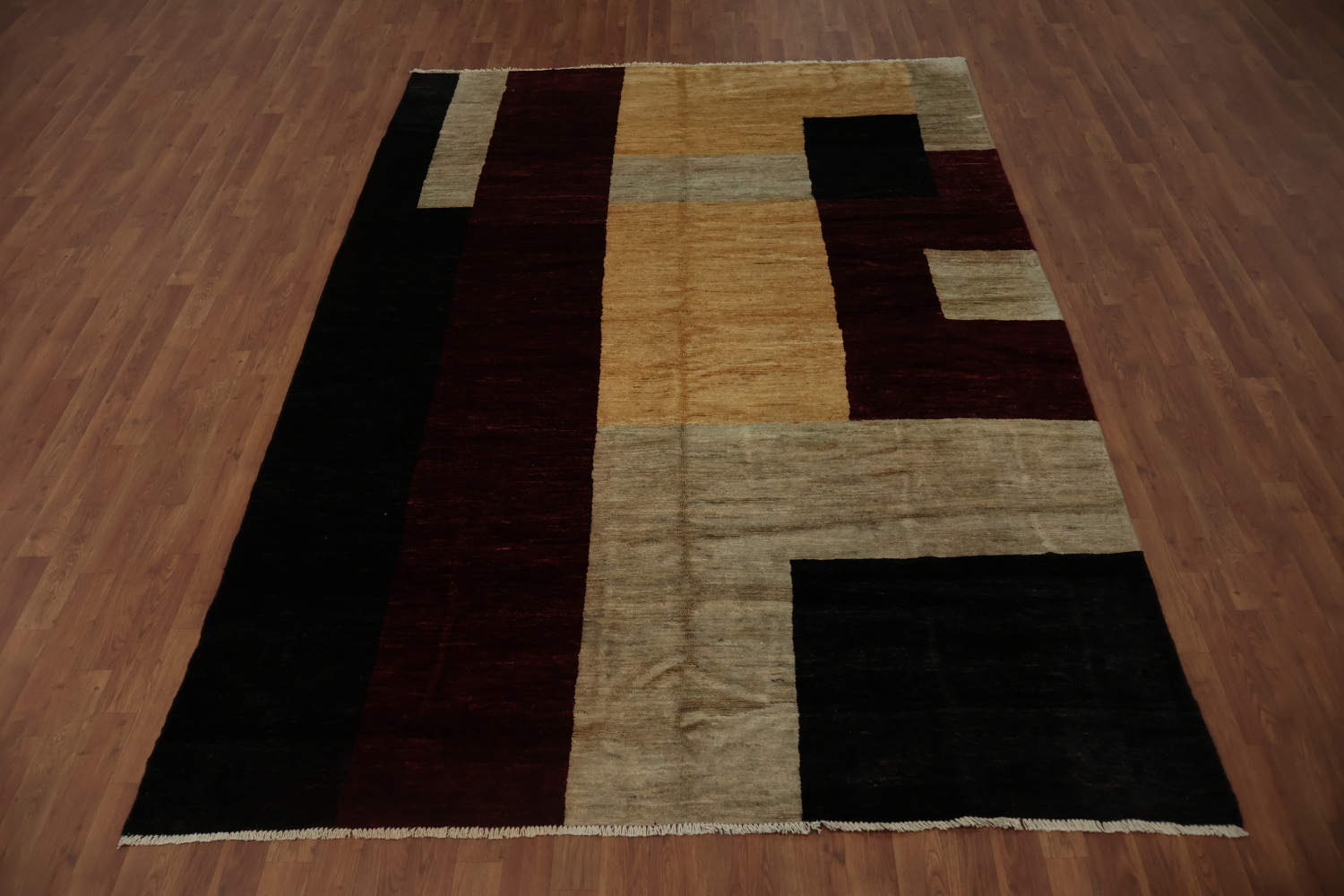 Contemporary Chic Minimalist Vegetable Dye Gabbeh Area Rug 7x9