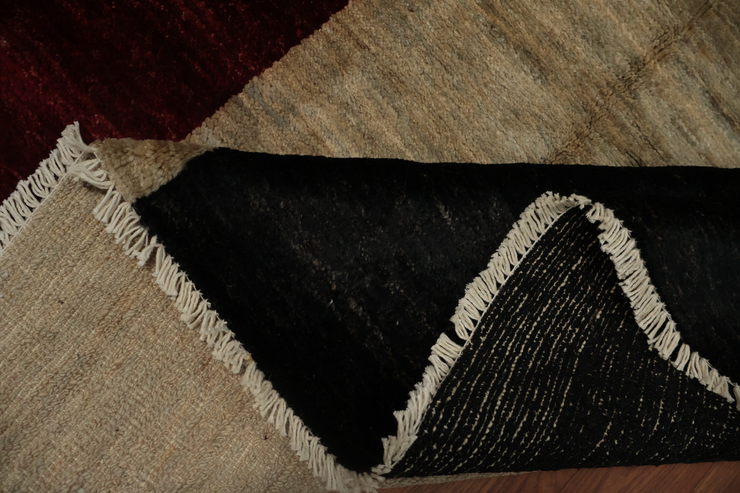 Contemporary Chic Minimalist Vegetable Dye Gabbeh Area Rug 7x9