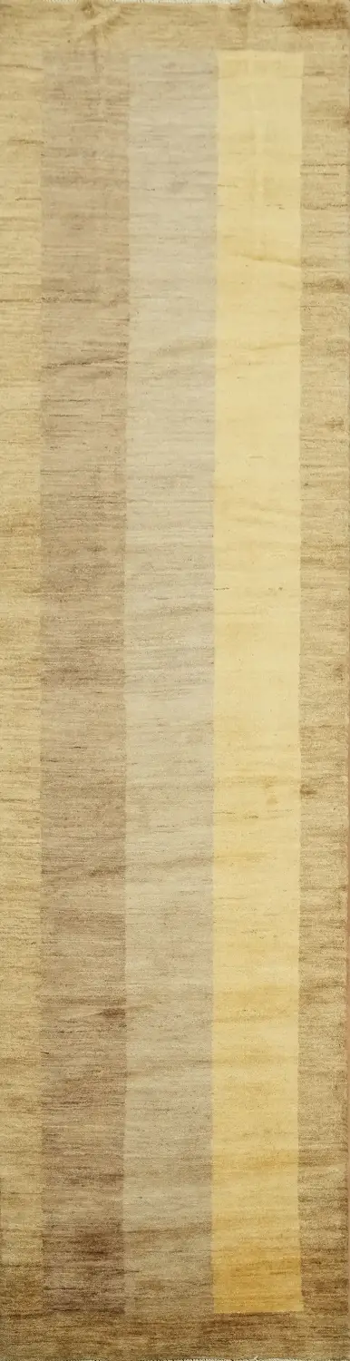 Subtle Striped Rug with Elegant Earthy Tones Design 3x10 ft