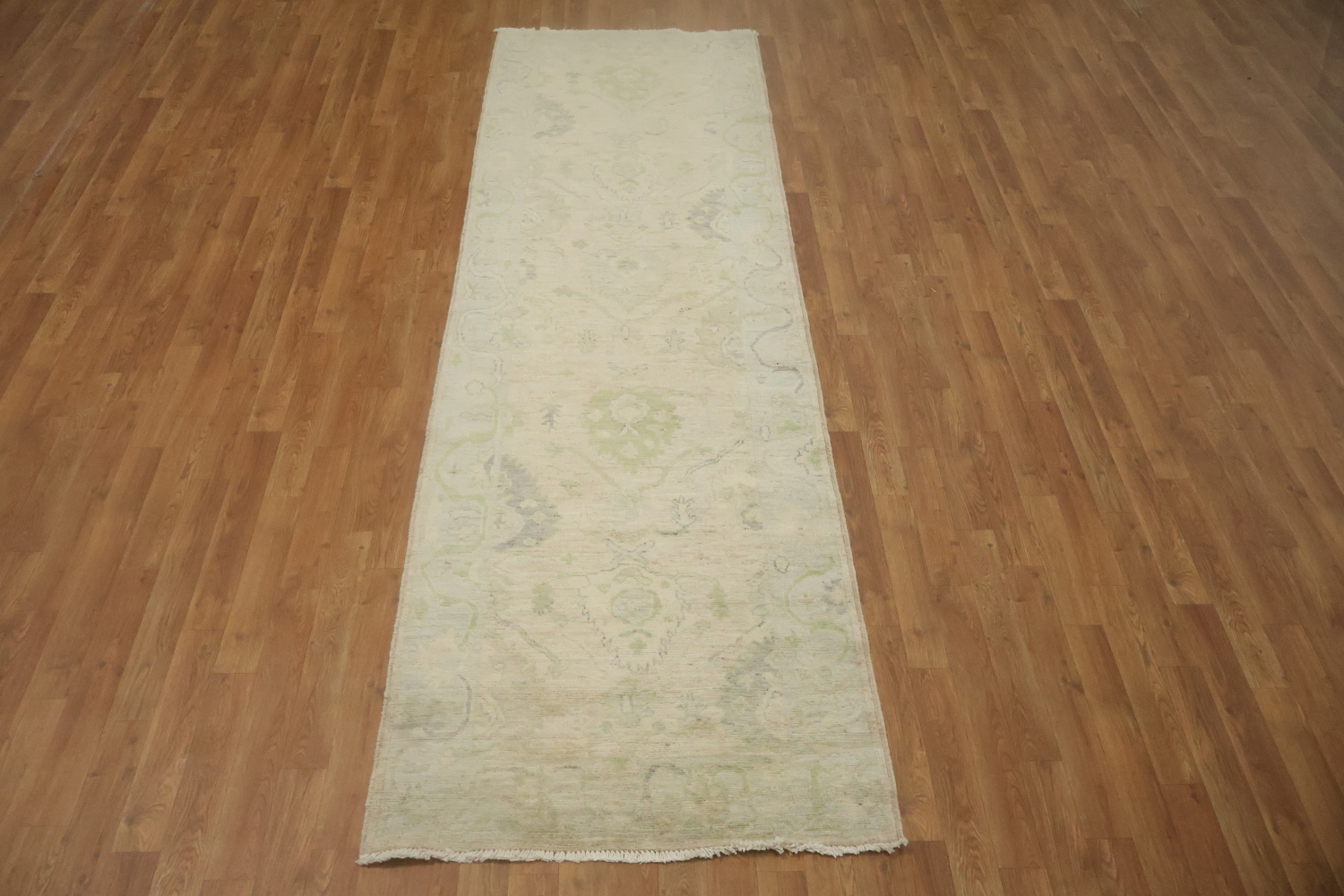 Floral Oushak Vegetable Dye Runner Rug 3x10