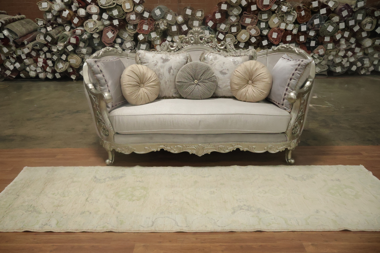 Floral Oushak Vegetable Dye Runner Rug 3x10