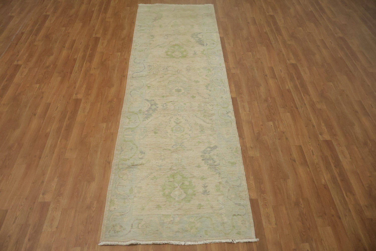 Floral Oushak Vegetable Dye Runner Rug 3x10