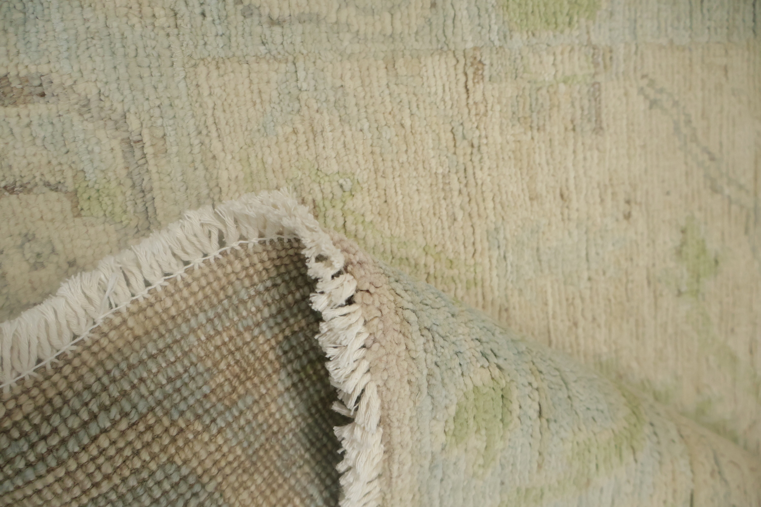 Floral Oushak Vegetable Dye Runner Rug 3x10
