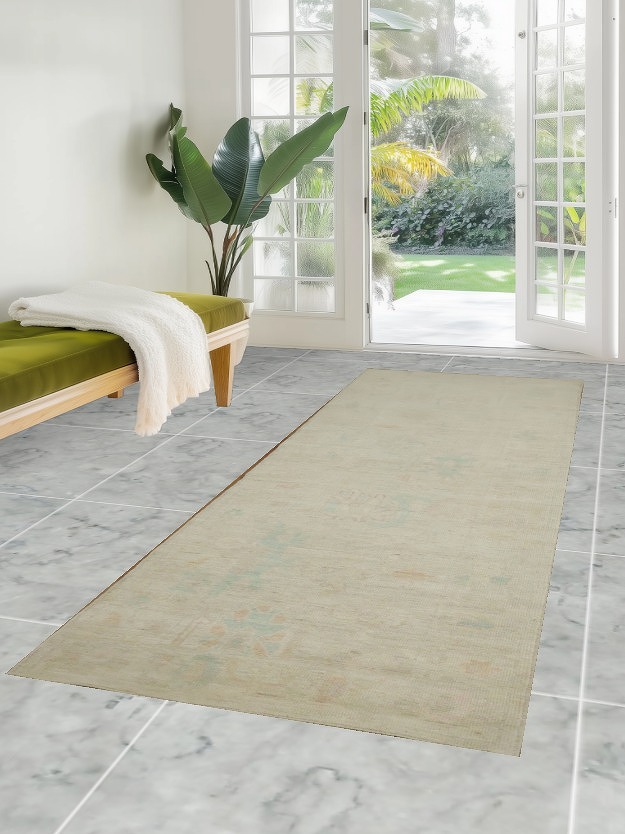 Vegetable Dye Oushak Oriental Runner Rug 3x10