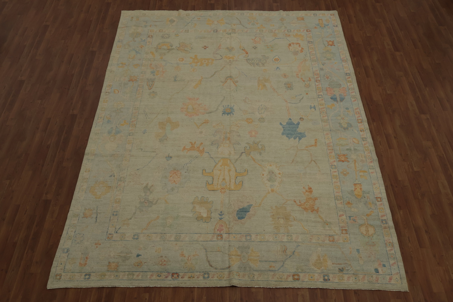 Traditional Style Oushak Area Rug 9x12 with a Harmony of Gentle Shades