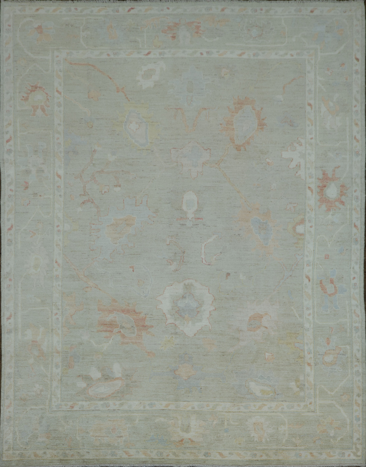 Floral Oushak Vegetable Dye Area Rug 9x12