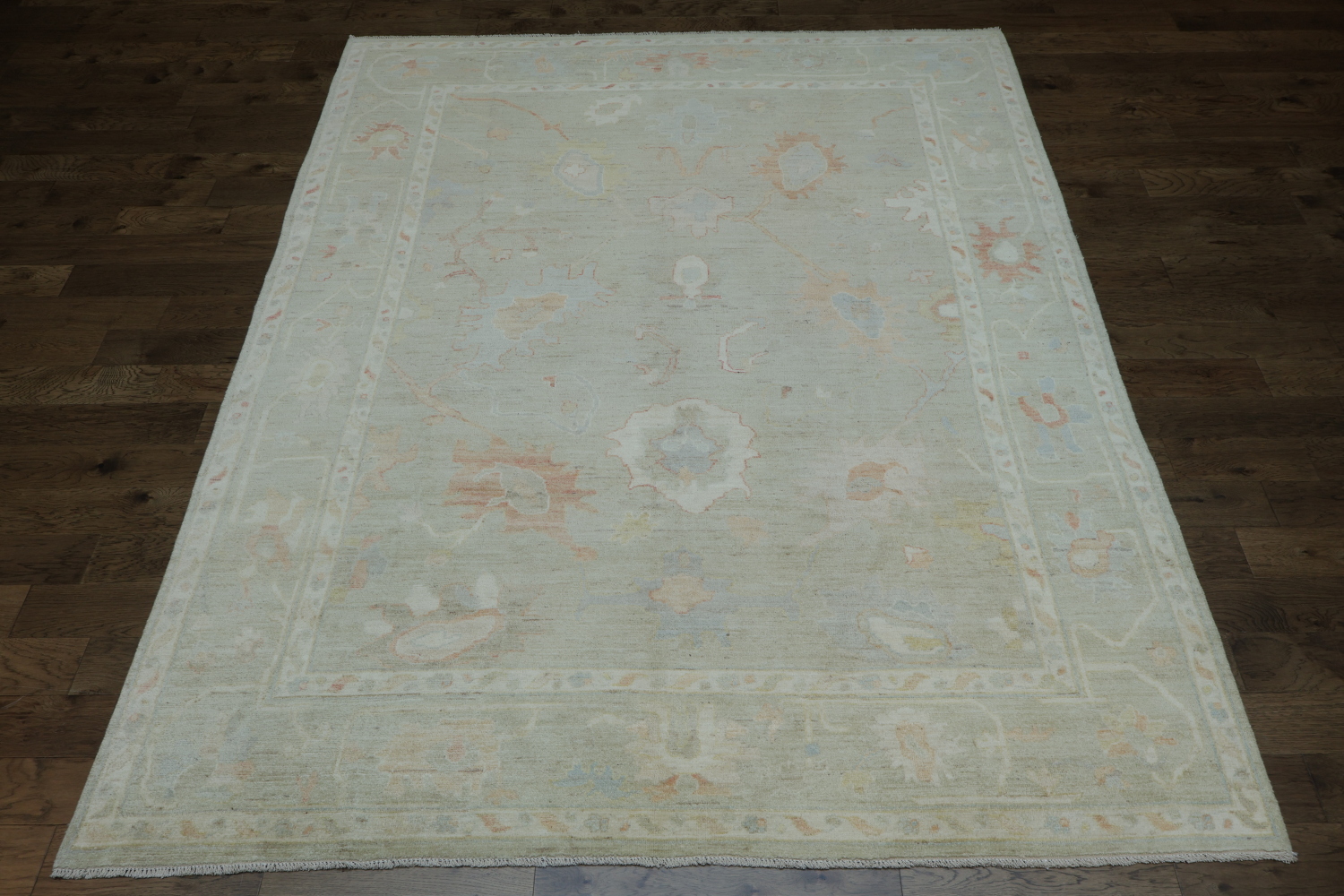 Floral Oushak Vegetable Dye Area Rug 9x12