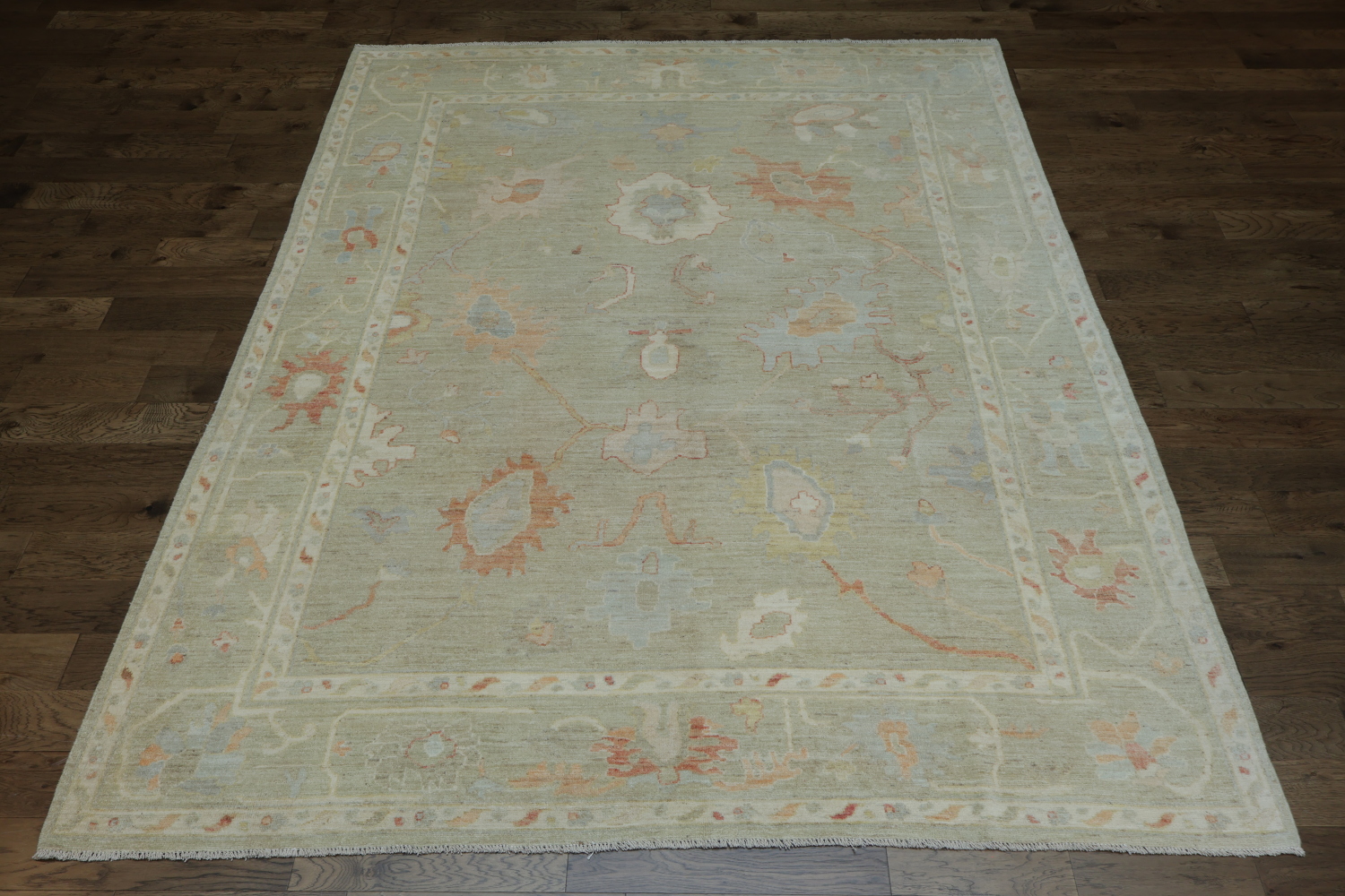 Floral Oushak Vegetable Dye Area Rug 9x12