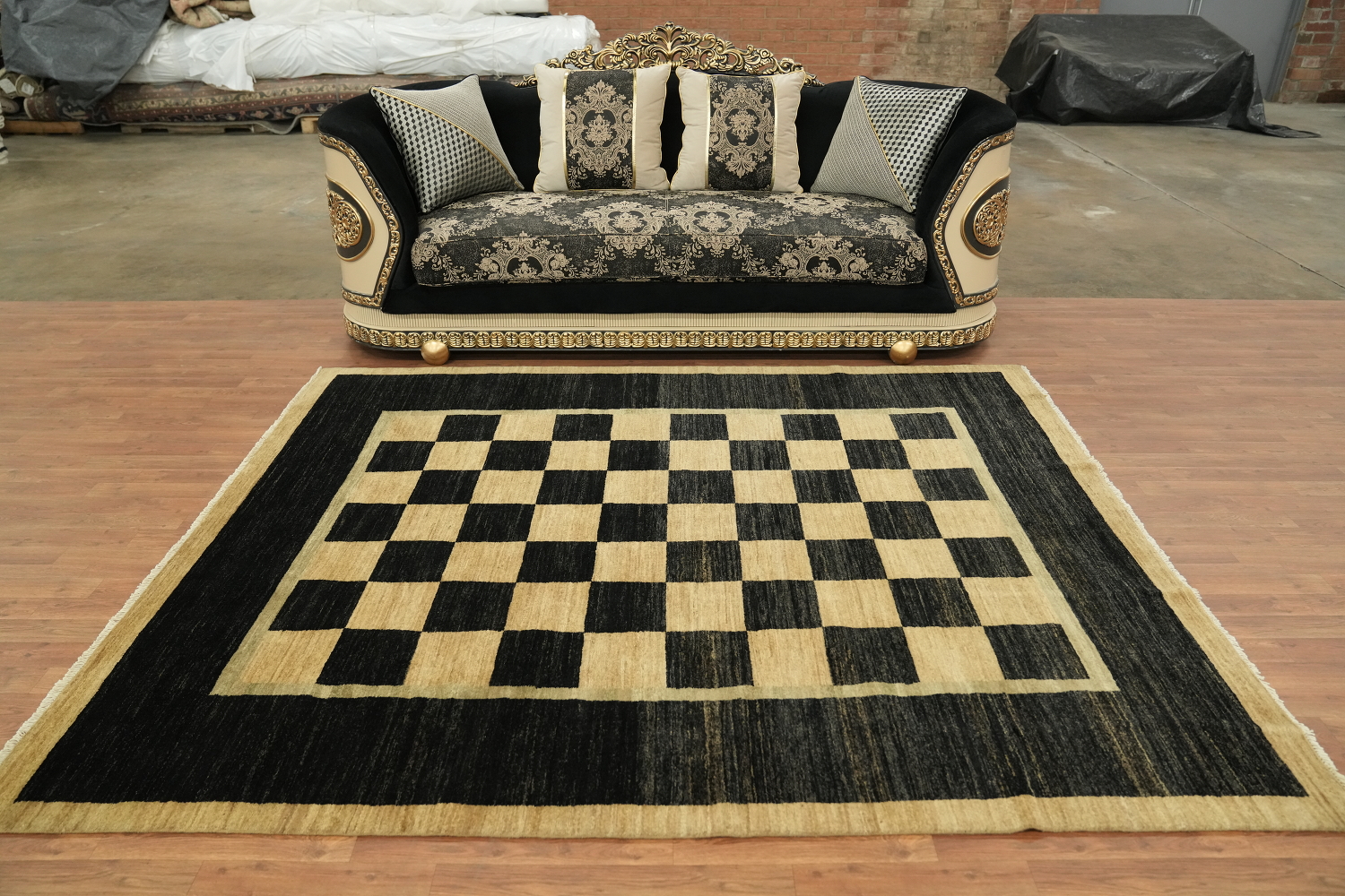 Checkered Gabbeh Modern Area Rug 6x8