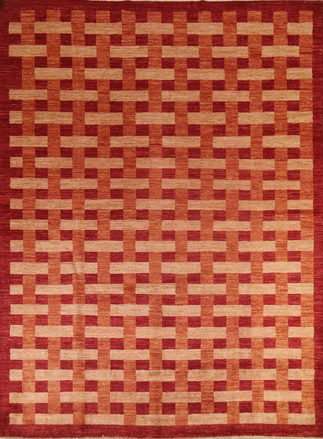 Modern Gabbeh Wool Area Rug 6x8