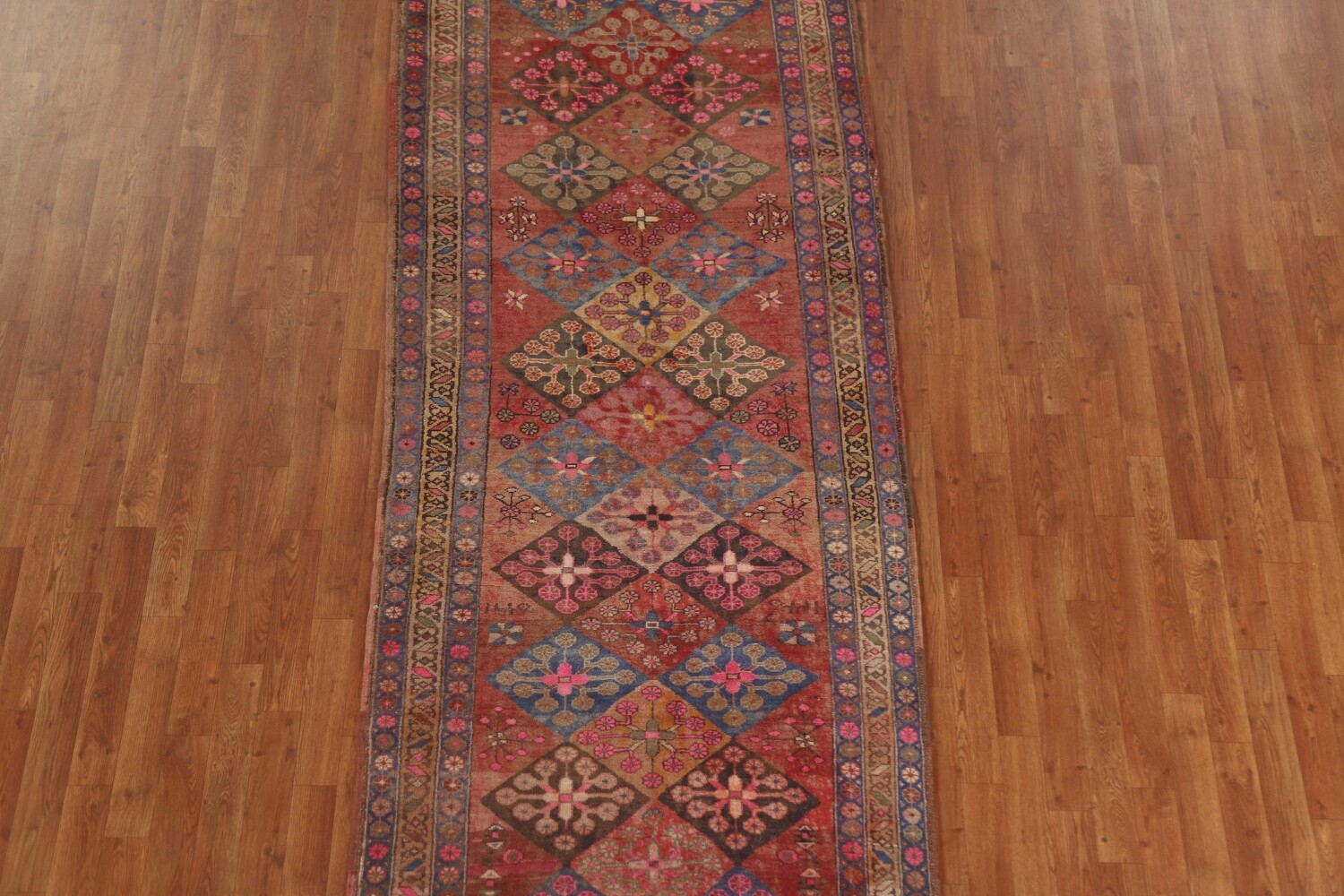 Antique Vegetable Dye Tabriz Persian Runner Rug 4x12