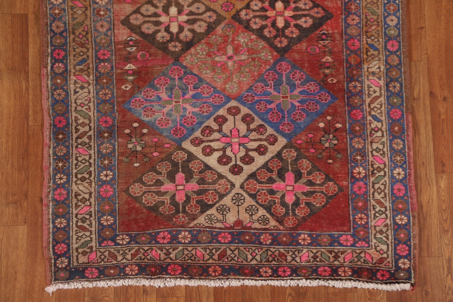Antique Vegetable Dye Tabriz Persian Runner Rug 4x12