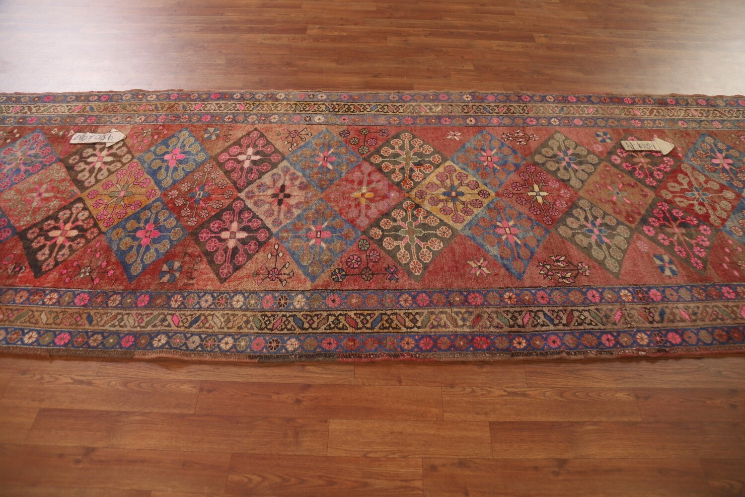 Antique Vegetable Dye Tabriz Persian Runner Rug 4x12