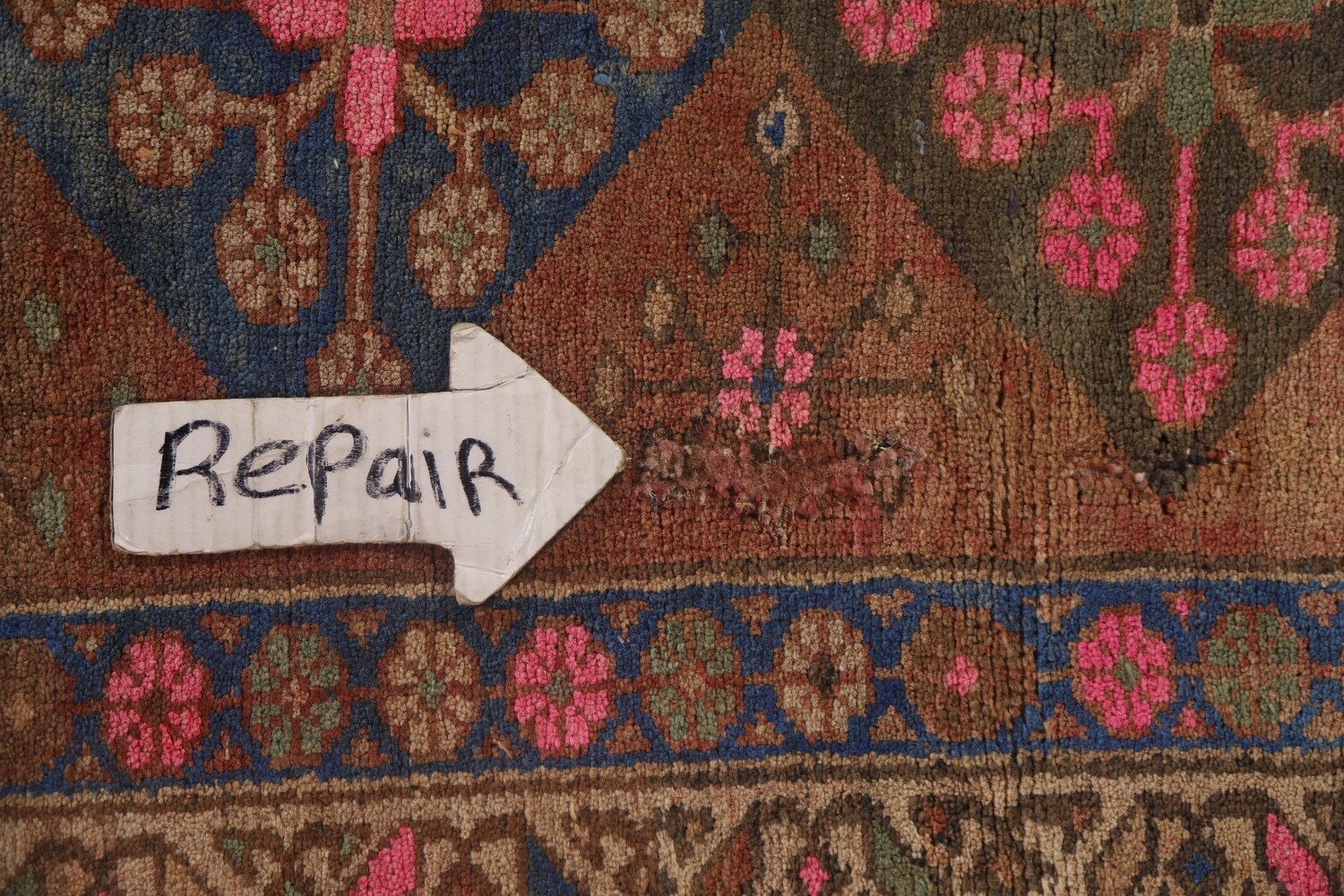 Antique Vegetable Dye Tabriz Persian Runner Rug 4x12
