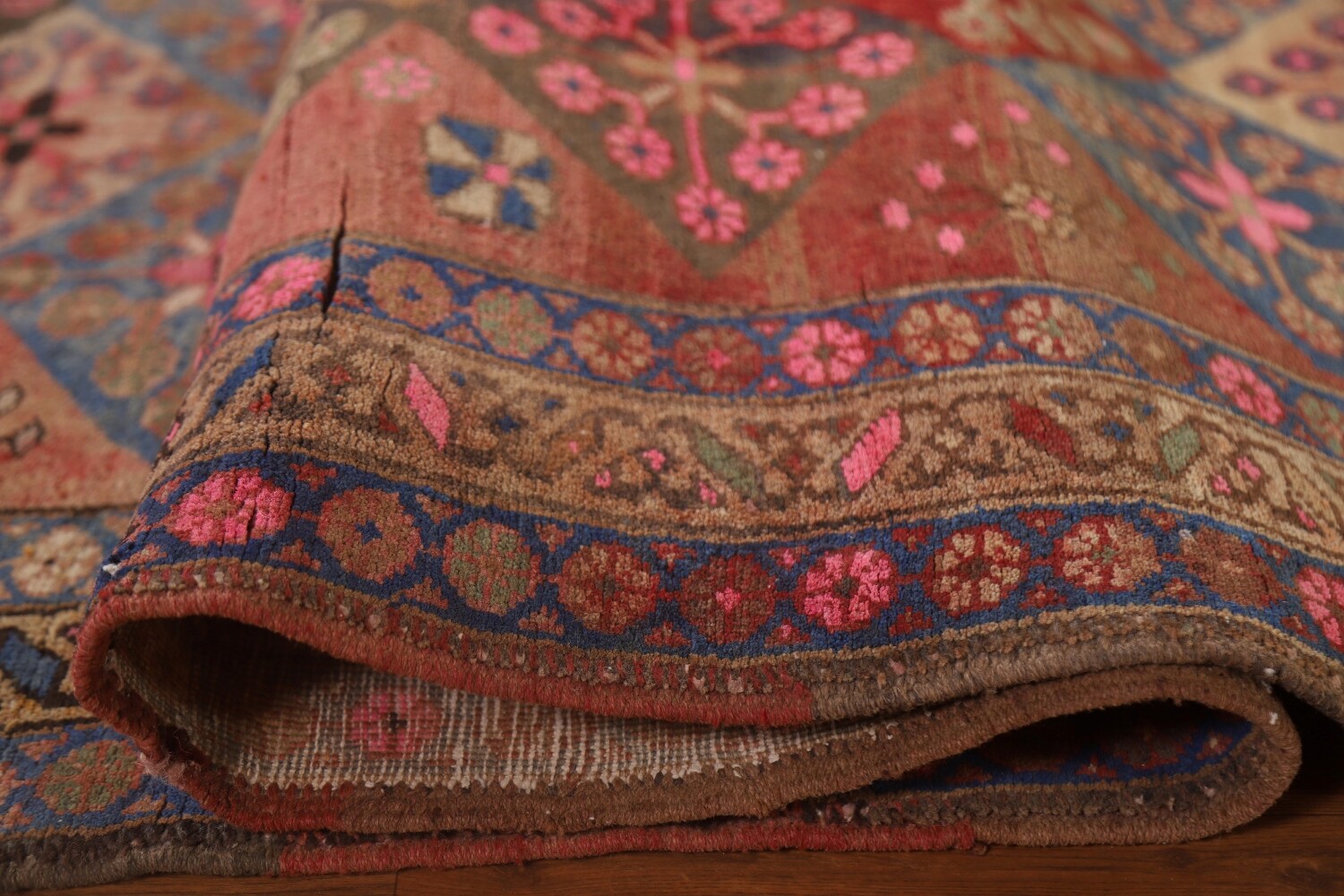 Antique Vegetable Dye Tabriz Persian Runner Rug 4x12