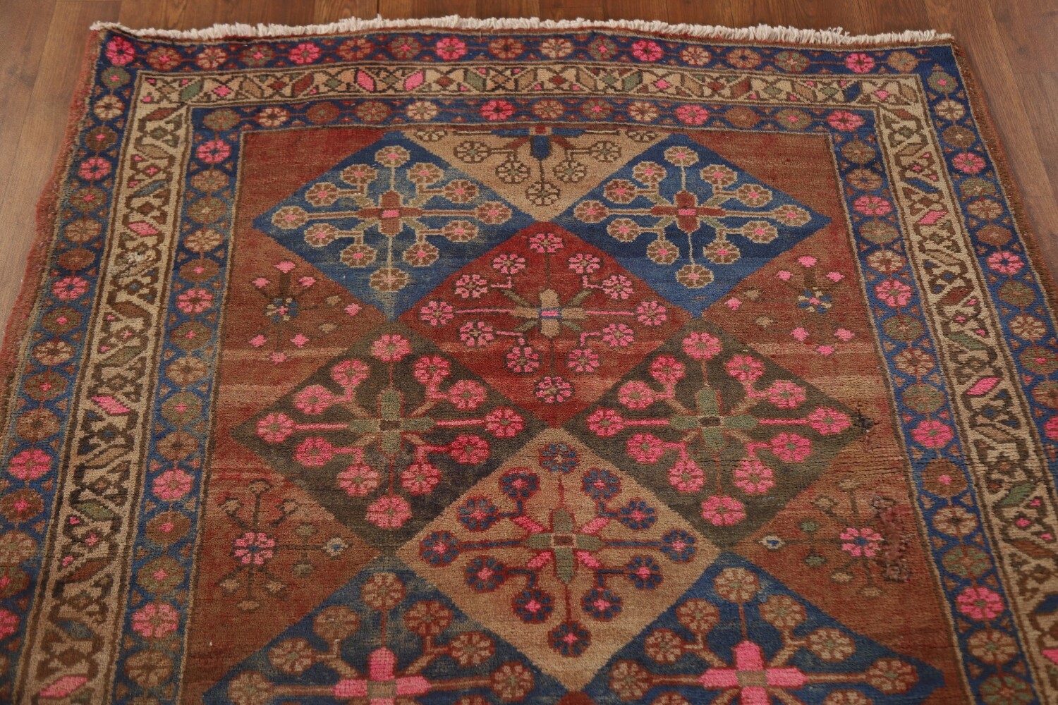 Antique Vegetable Dye Tabriz Persian Runner Rug 4x12