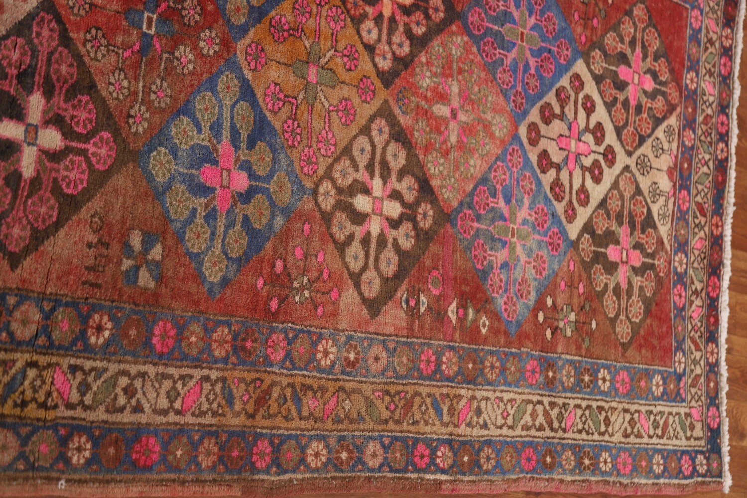 Antique Vegetable Dye Tabriz Persian Runner Rug 4x12