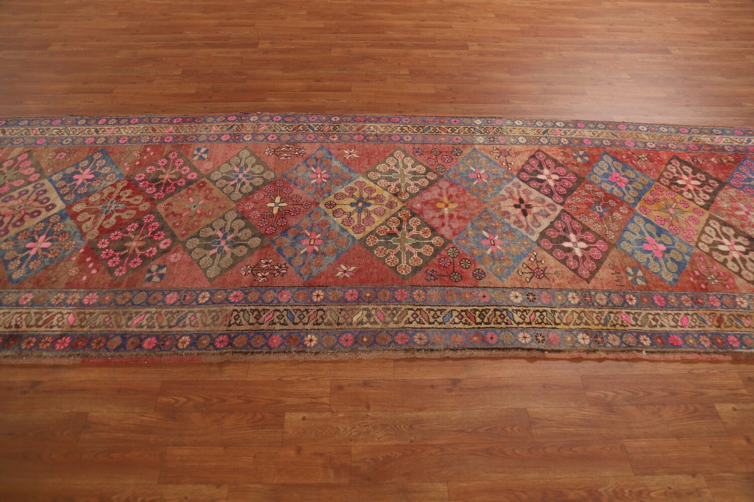 Antique Vegetable Dye Tabriz Persian Runner Rug 4x12