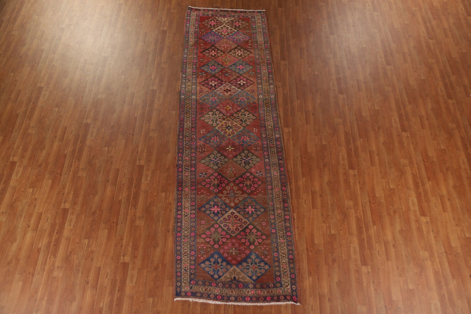 Antique Vegetable Dye Tabriz Persian Runner Rug 4x12