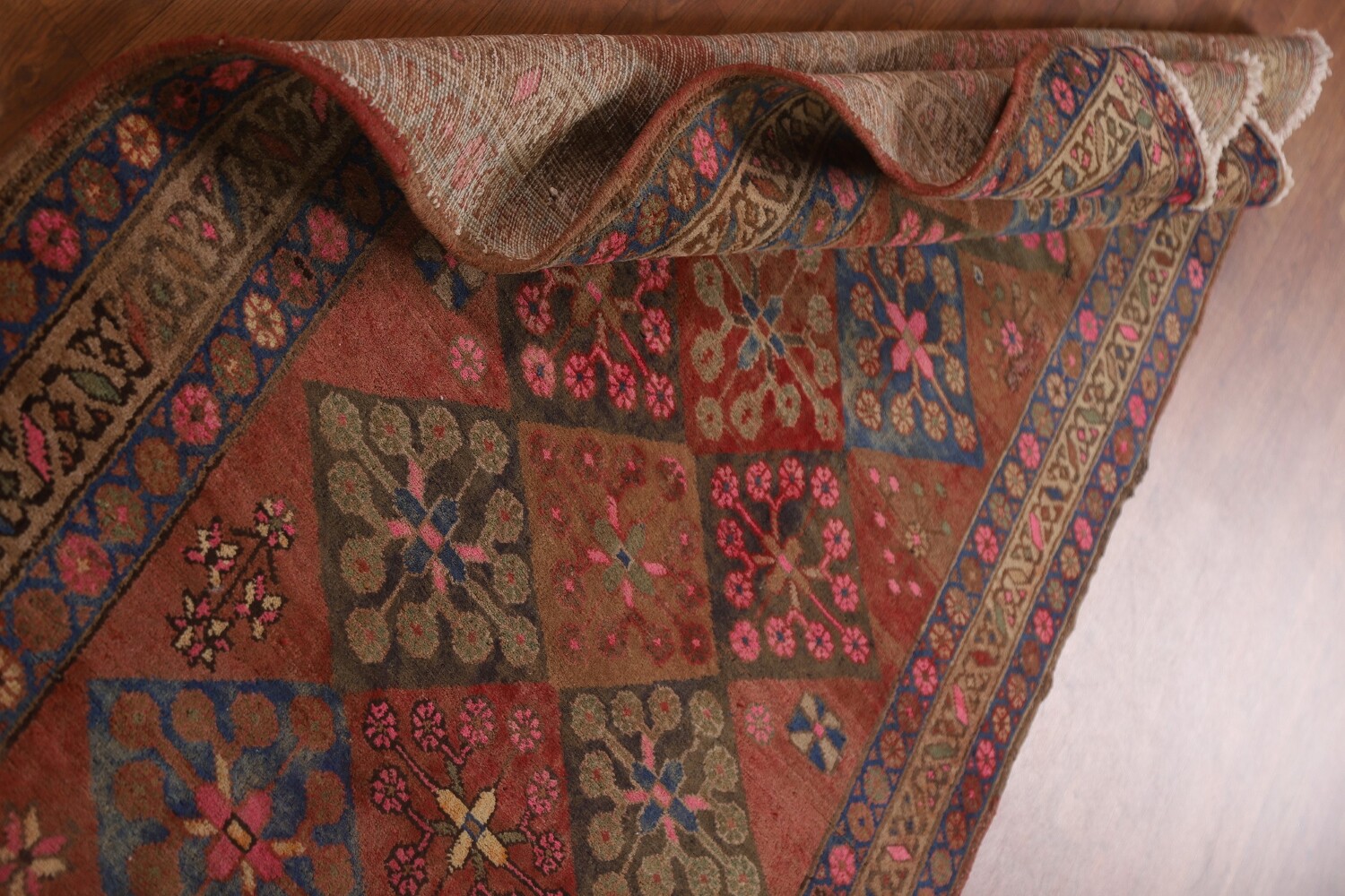 Antique Vegetable Dye Tabriz Persian Runner Rug 4x12