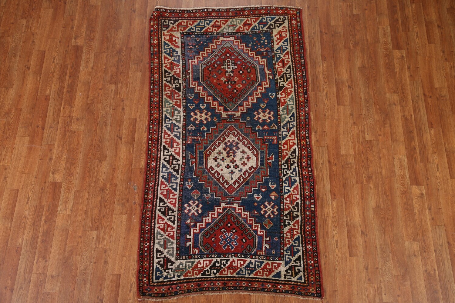 Pre-1900 Antique Vegetable Dye Kazak Oriental Area Rug 4x7