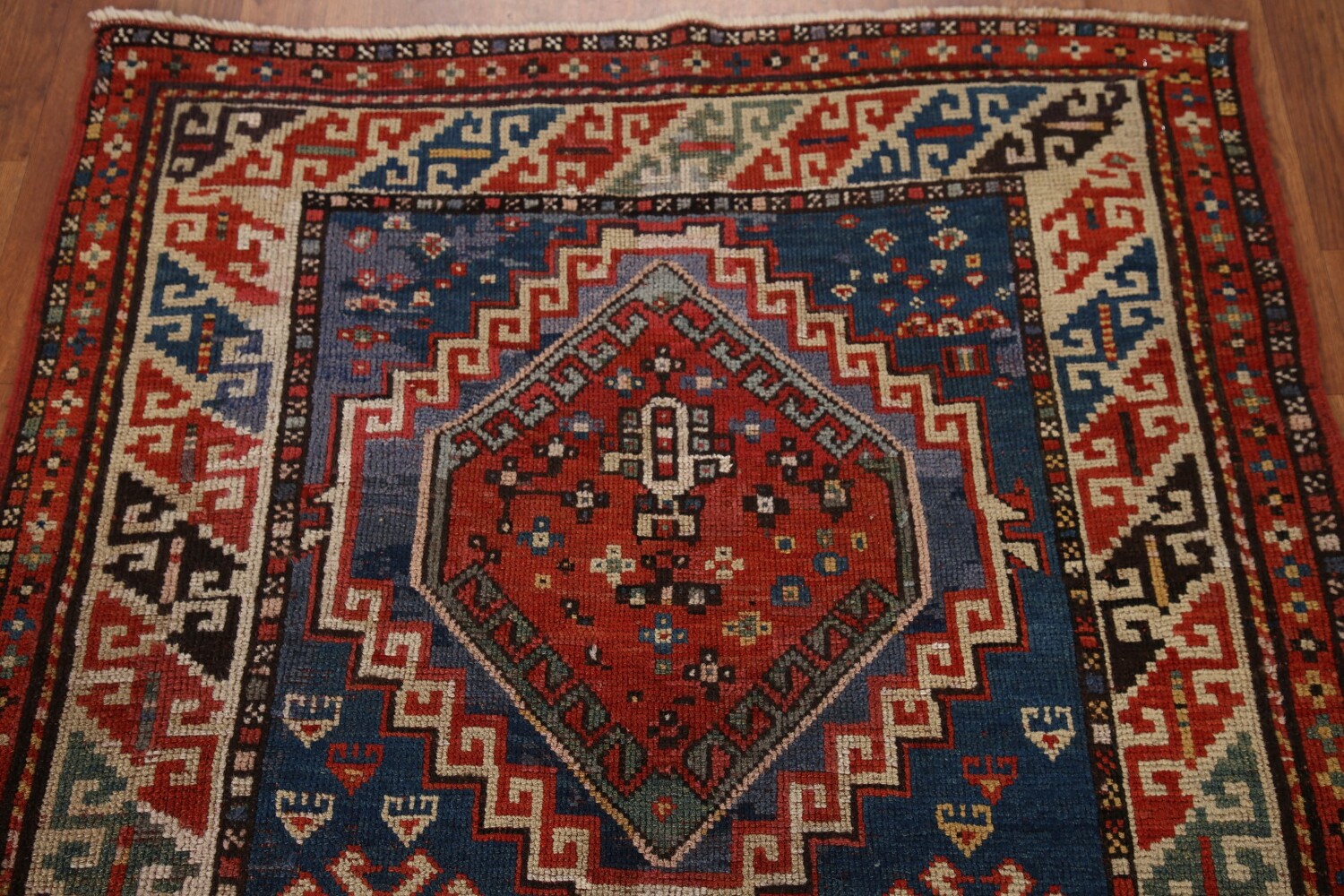 Pre-1900 Antique Vegetable Dye Kazak Oriental Area Rug 4x7