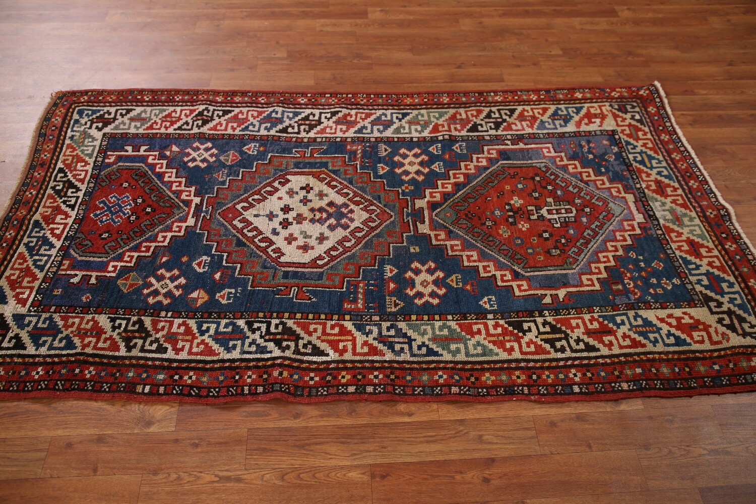 Pre-1900 Antique Vegetable Dye Kazak Oriental Area Rug 4x7