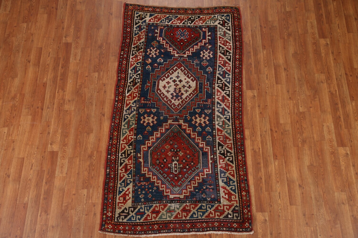 Pre-1900 Antique Vegetable Dye Kazak Oriental Area Rug 4x7