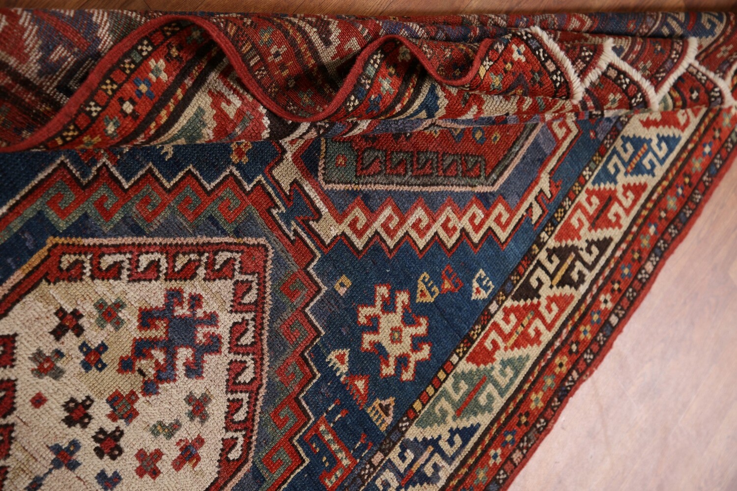 Pre-1900 Antique Vegetable Dye Kazak Oriental Area Rug 4x7