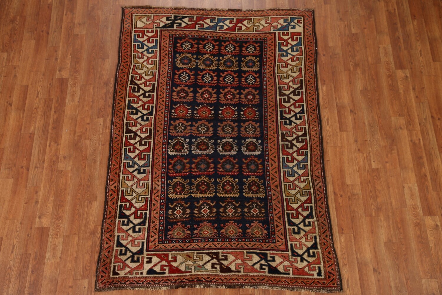 Pre-1900 Antique Vegetable Dye Kazak Oriental Area Rug 4x6