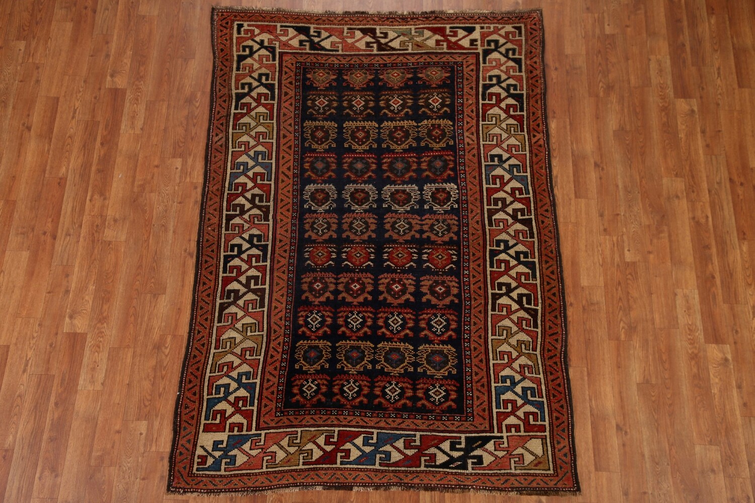 Pre-1900 Antique Vegetable Dye Kazak Oriental Area Rug 4x6