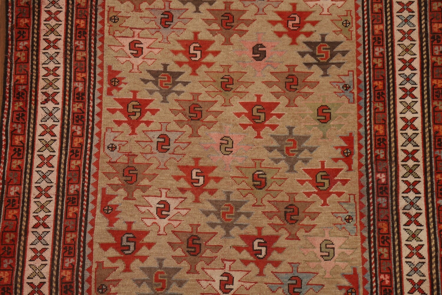 Pre-1900 Antique Vegetable Dye Kazak Oriental Area Rug 4x5