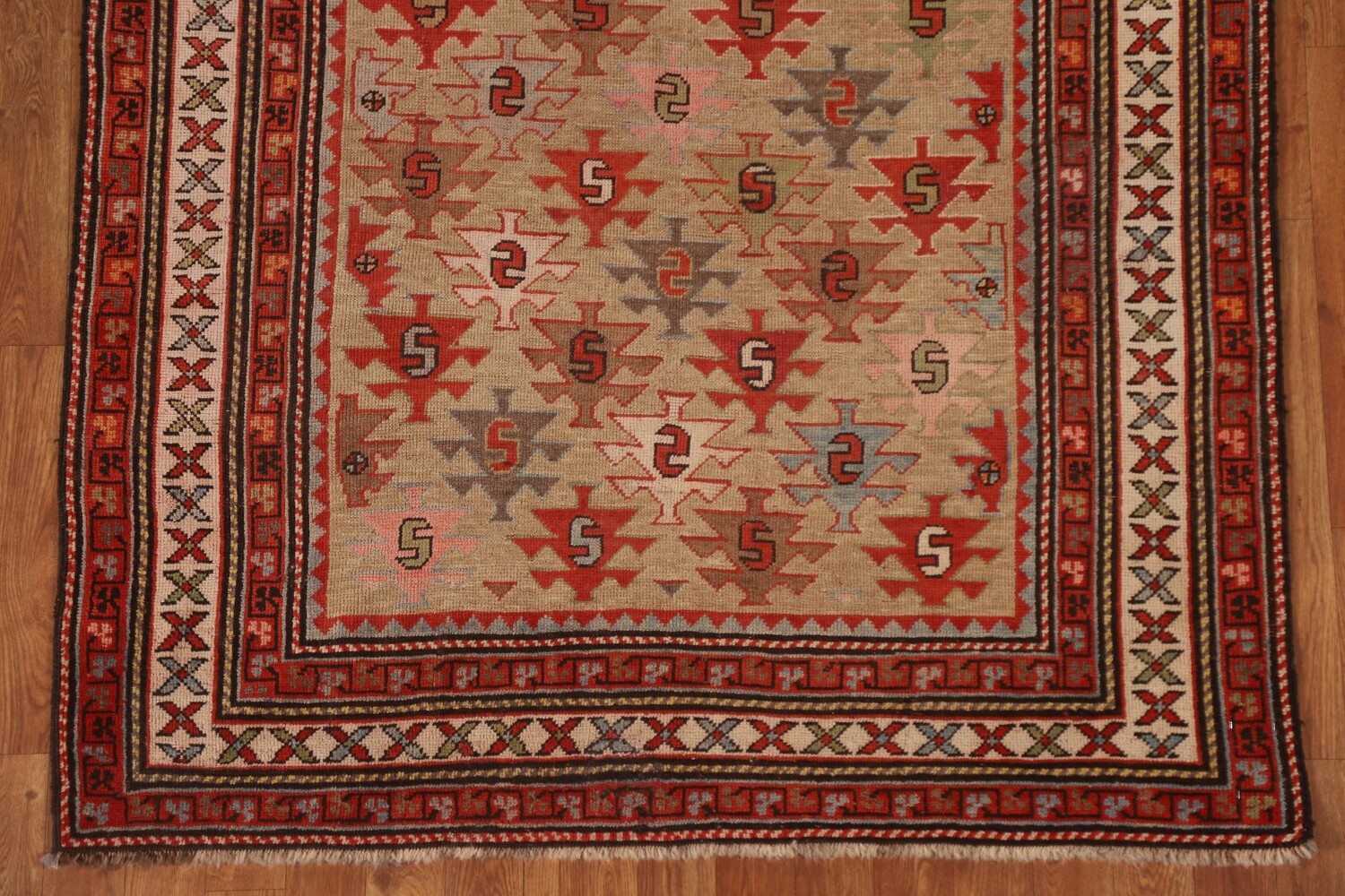 Pre-1900 Antique Vegetable Dye Kazak Oriental Area Rug 4x5