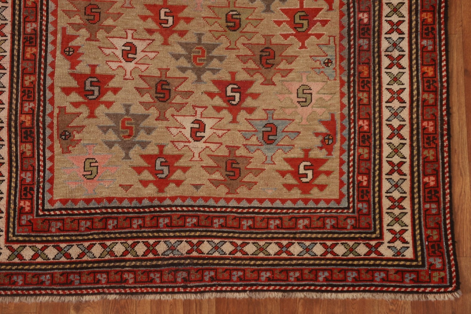 Pre-1900 Antique Vegetable Dye Kazak Oriental Area Rug 4x5