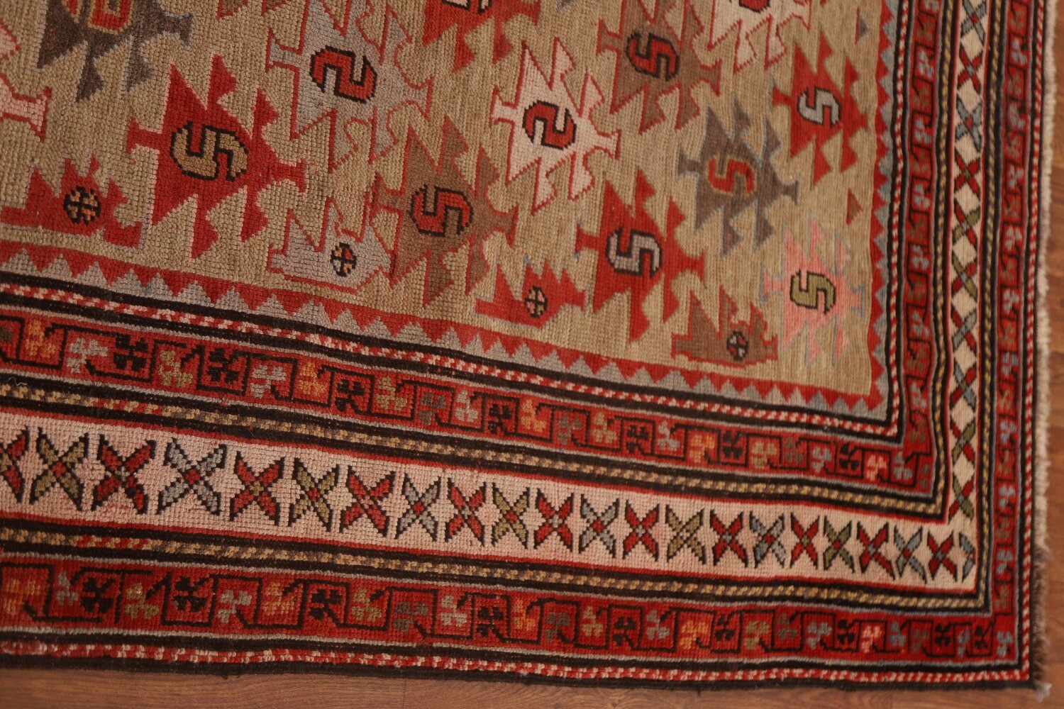 Pre-1900 Antique Vegetable Dye Kazak Oriental Area Rug 4x5