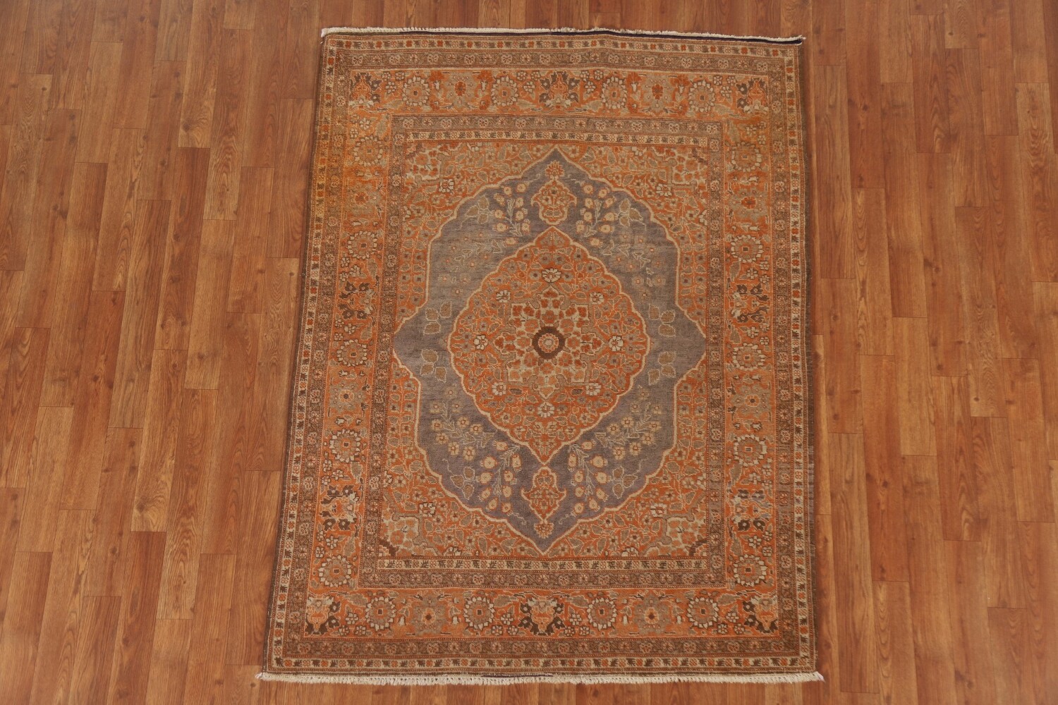 Pre-1900 Antique Vegetable Dye Tabriz Haj Jalili Persian Rug 4x6