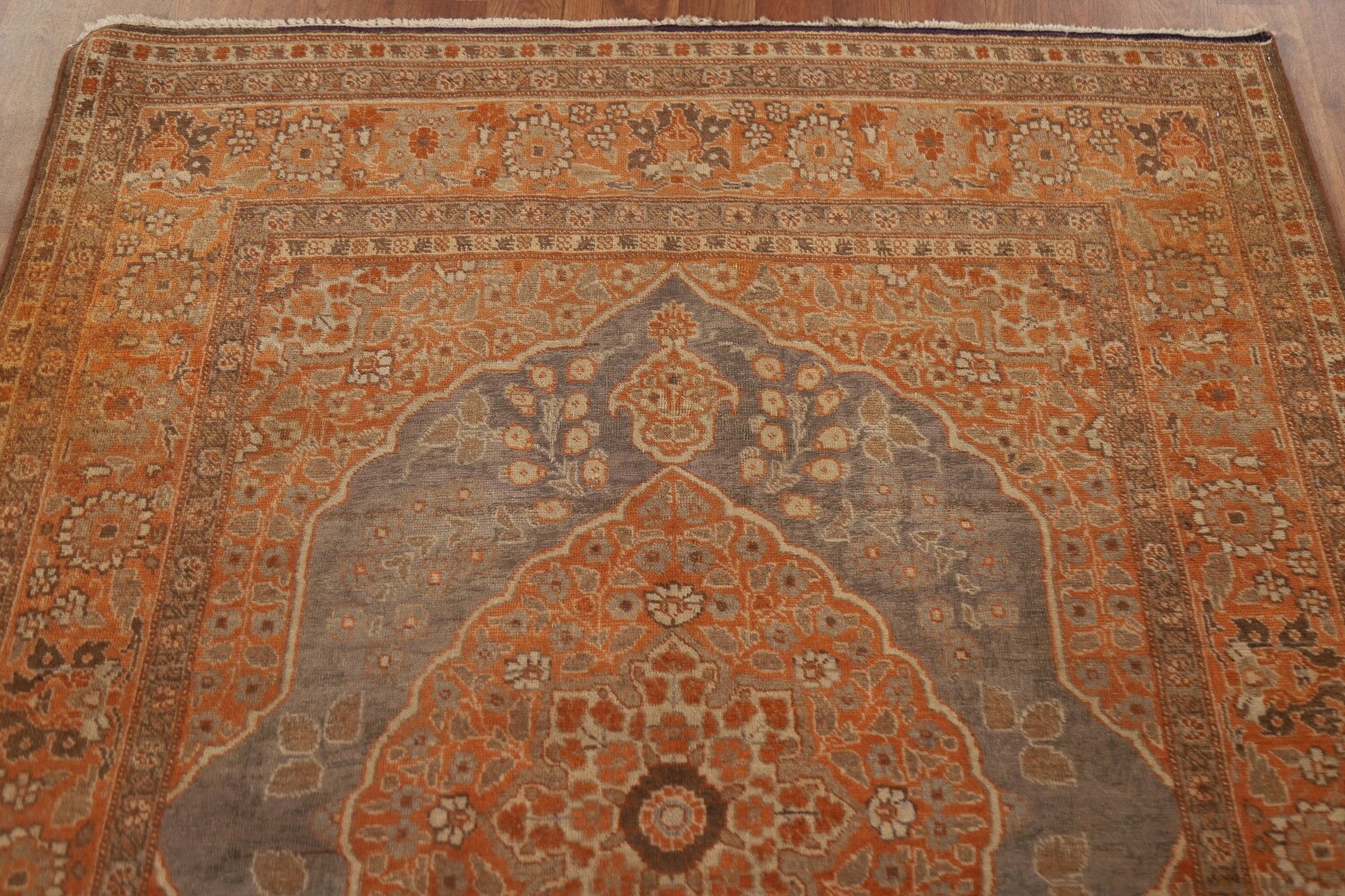 Pre-1900 Antique Vegetable Dye Tabriz Haj Jalili Persian Rug 4x6