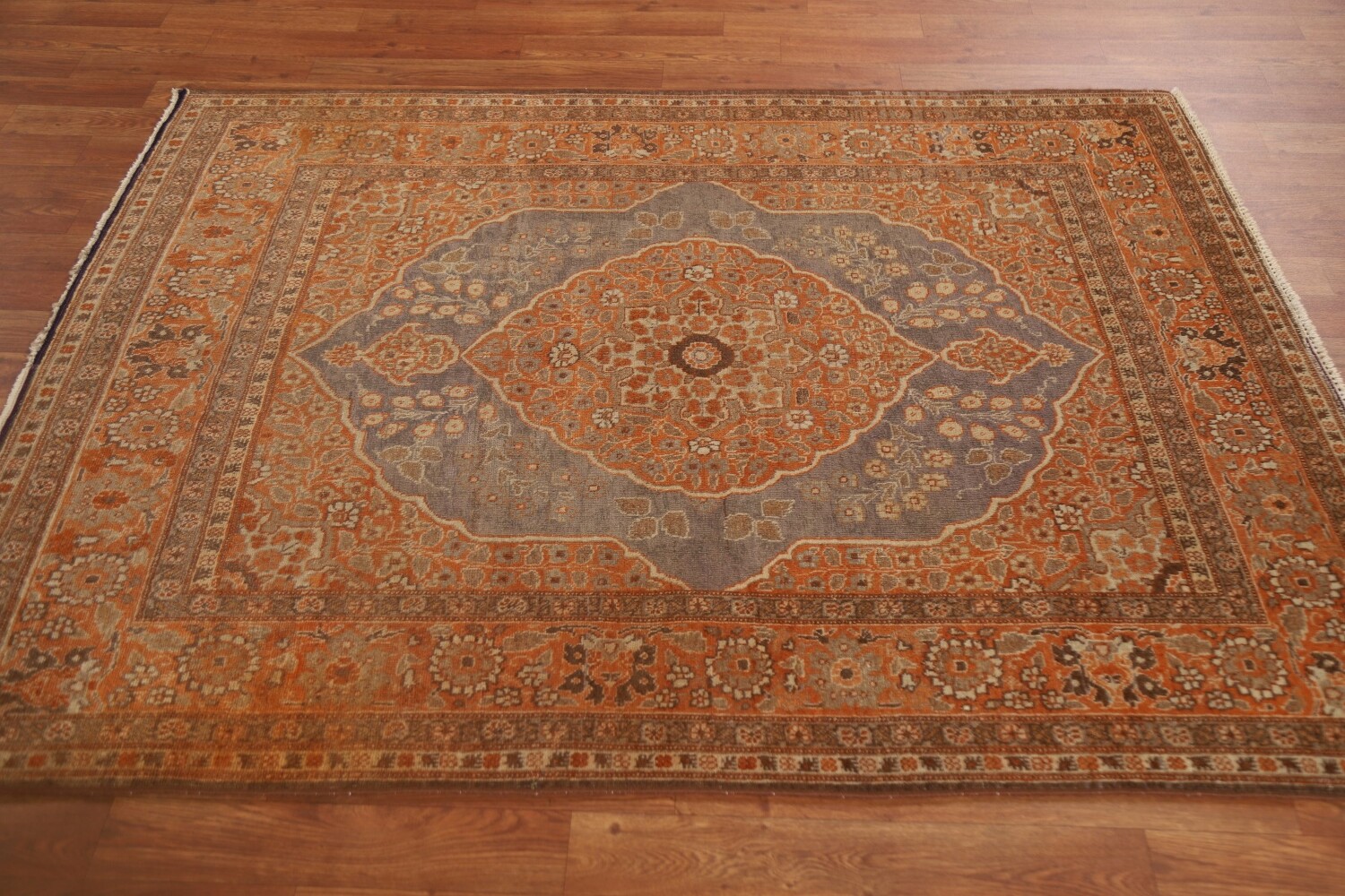 Pre-1900 Antique Vegetable Dye Tabriz Haj Jalili Persian Rug 4x6