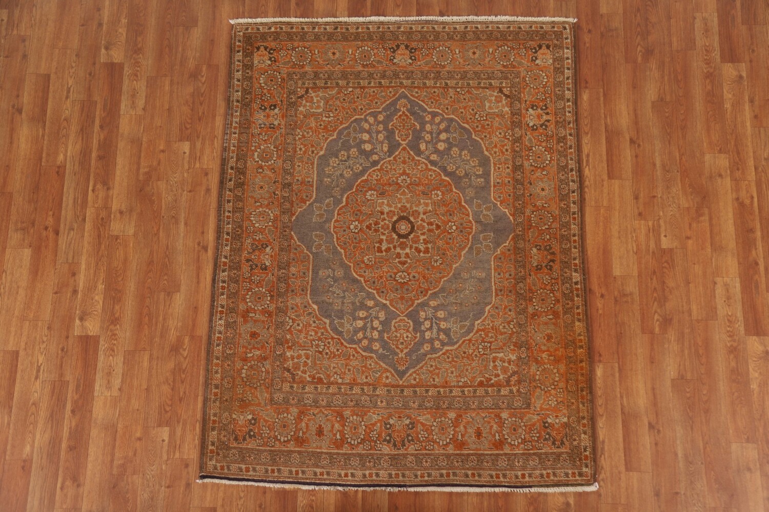 Pre-1900 Antique Vegetable Dye Tabriz Haj Jalili Persian Rug 4x6