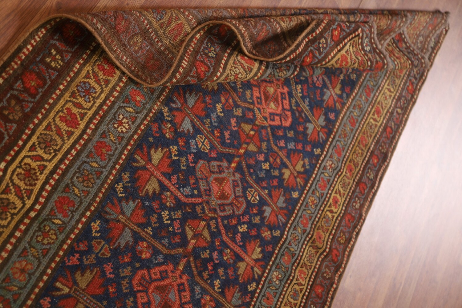 Pre-1900 Antique Vegetable Dye Heriz Bakhshayesh Persian Rug 4x10